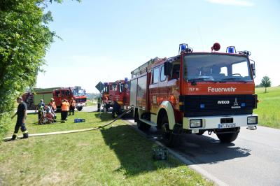 Brand auf einem Holzlagerplatz der Firma Goelz in Oetlingen